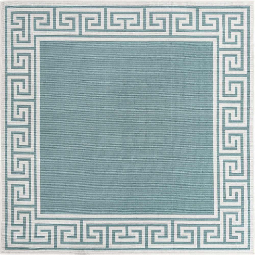 Rug Unique Loom Outdoor Coastal Aqua Square 7' 10 x 7' 10