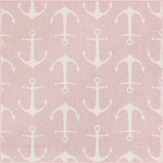 Rug Unique Loom Outdoor Coastal Pink Square 5' 3 x 5' 3