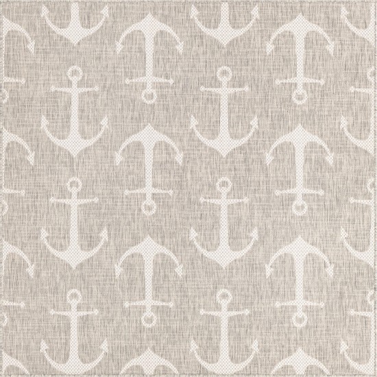 Rug Unique Loom Outdoor Coastal Gray Square 5' 3 x 5' 3