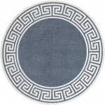 Rug Unique Loom Outdoor Coastal Navy Blue Round 7' 0 x 7' 0