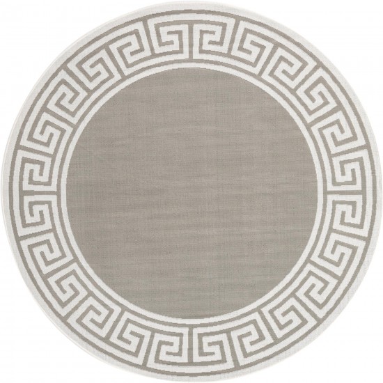 Rug Unique Loom Outdoor Coastal Gray Round 7' 0 x 7' 0