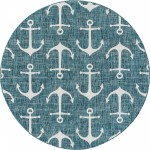 Rug Unique Loom Outdoor Coastal Teal Round 5' 3 x 5' 3