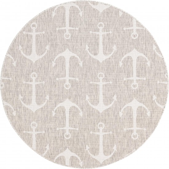 Rug Unique Loom Outdoor Coastal Gray Round 5' 3 x 5' 3