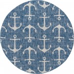 Rug Unique Loom Outdoor Coastal Blue Round 5' 3 x 5' 3