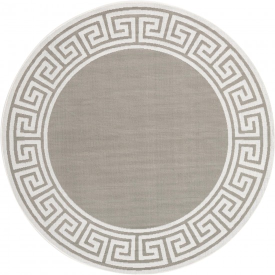 Rug Unique Loom Outdoor Coastal Gray Round 4' 0 x 4' 0