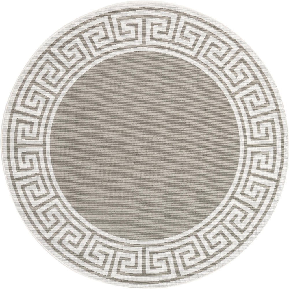 Rug Unique Loom Outdoor Coastal Gray Round 4' 0 x 4' 0