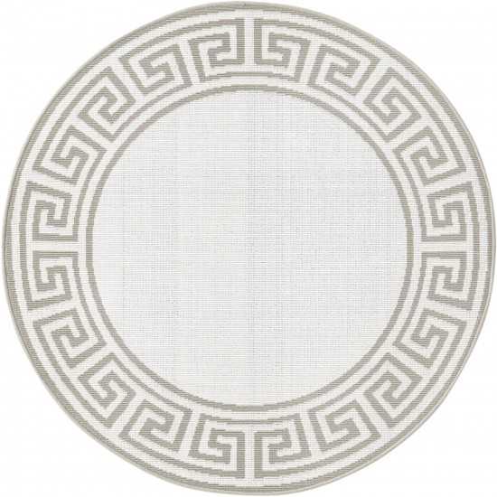 Rug Unique Loom Outdoor Coastal Ivory Round 4' 0 x 4' 0