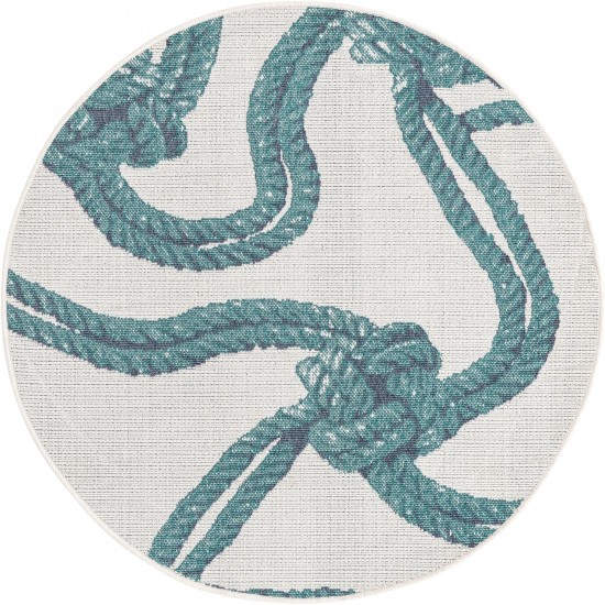 Rug Unique Loom Outdoor Coastal Ivory Round 4' 0 x 4' 0