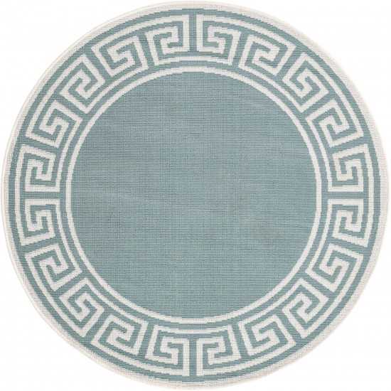 Rug Unique Loom Outdoor Coastal Aqua Round 4' 0 x 4' 0