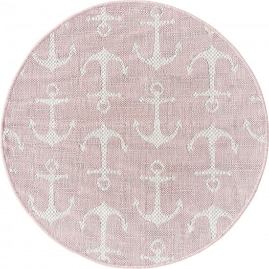 Rug Unique Loom Outdoor Coastal Pink Round 3' 3 x 3' 3