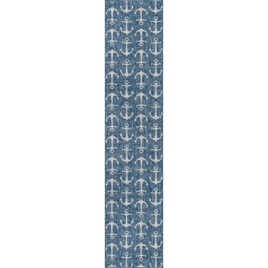 Rug Unique Loom Outdoor Coastal Blue Runner 2' 7 x 12' 0