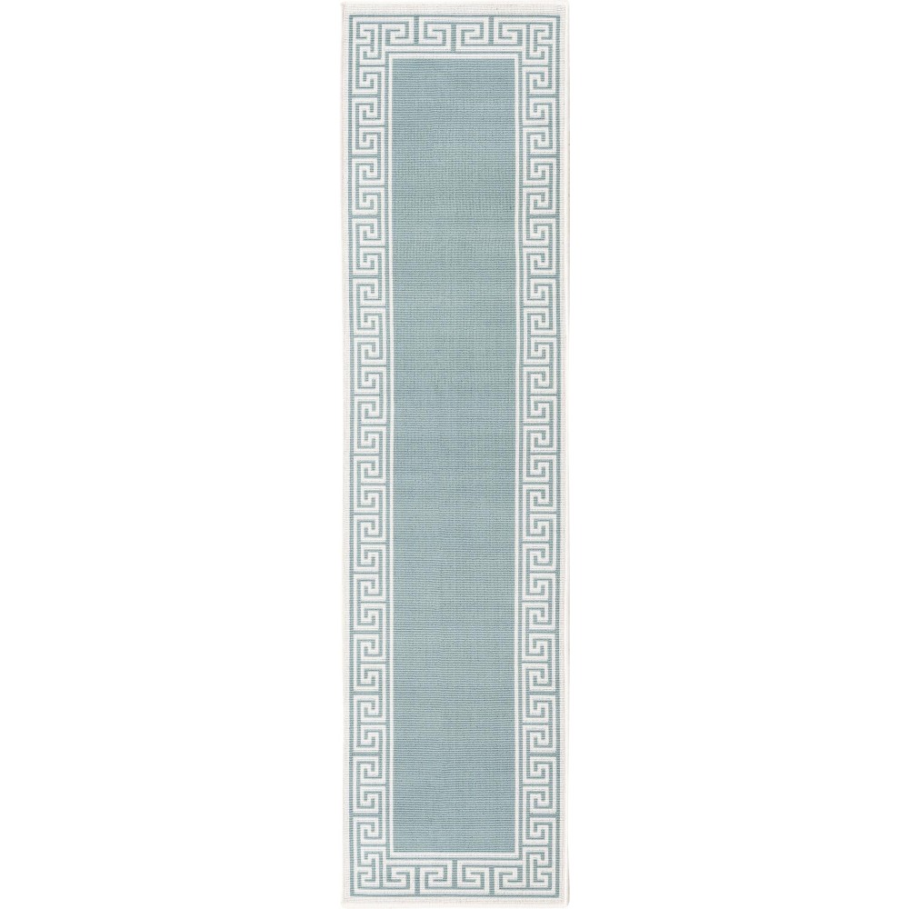 Rug Unique Loom Outdoor Coastal Aqua Runner 2' 0 x 8' 0