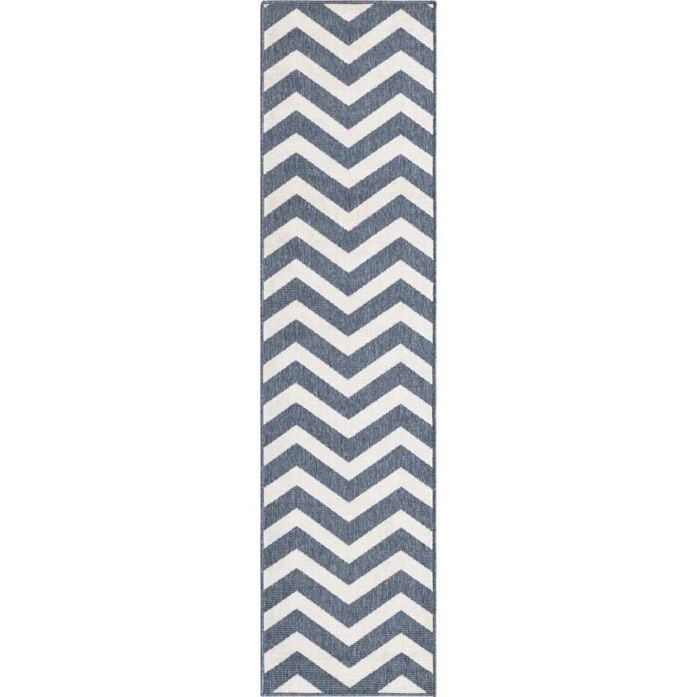 Rug Unique Loom Outdoor Coastal Navy Blue Runner 2' 0 x 8' 0