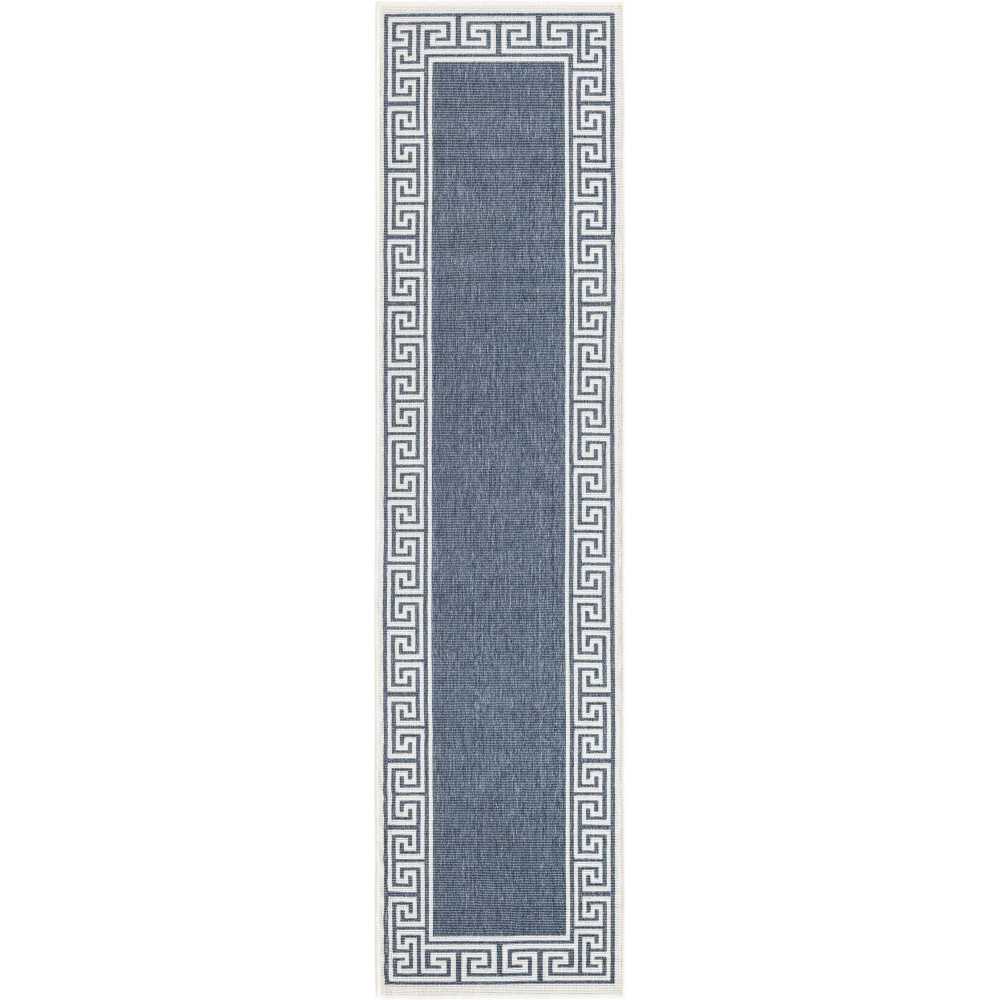 Rug Unique Loom Outdoor Coastal Navy Blue Runner 2' 0 x 8' 0