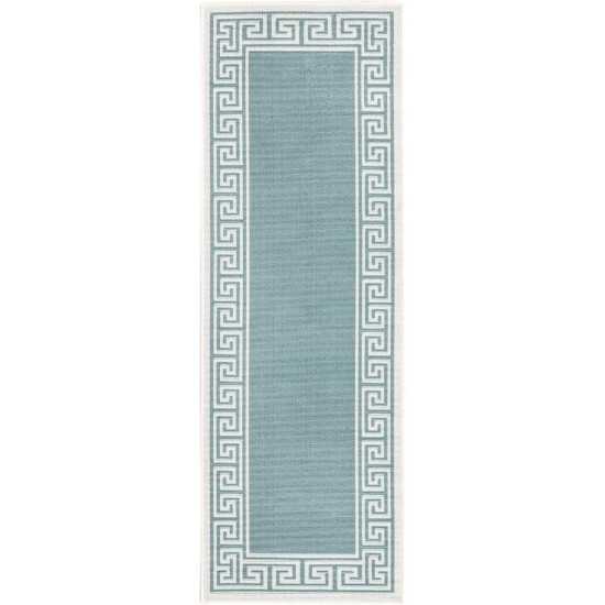 Rug Unique Loom Outdoor Coastal Aqua Runner 2' 0 x 6' 0