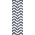 Rug Unique Loom Outdoor Coastal Navy Blue Runner 2' 0 x 6' 0