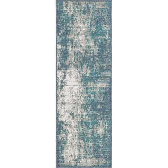 Rug Unique Loom Outdoor Coastal Blue Runner 2' 0 x 6' 0