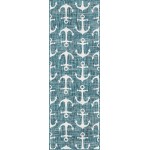 Rug Unique Loom Outdoor Coastal Teal Runner 2' 0 x 6' 0