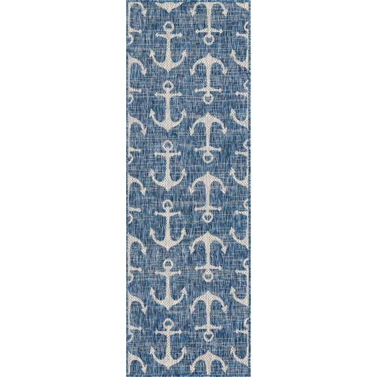 Rug Unique Loom Outdoor Coastal Blue Runner 2' 0 x 6' 0