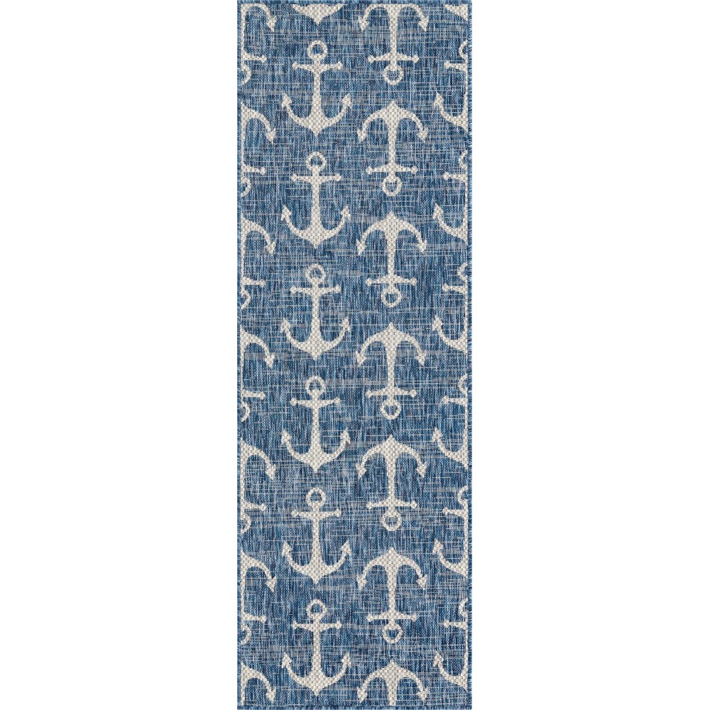 Rug Unique Loom Outdoor Coastal Blue Runner 2' 0 x 6' 0