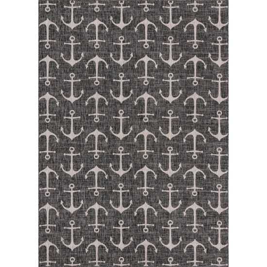 Rug Unique Loom Outdoor Coastal Charcoal Rectangular 10' 0 x 14' 0