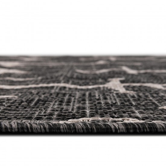 Rug Unique Loom Outdoor Coastal Charcoal Rectangular 10' 0 x 14' 0