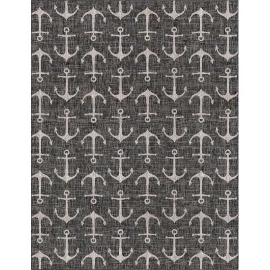 Rug Unique Loom Outdoor Coastal Charcoal Rectangular 10' 0 x 13' 0