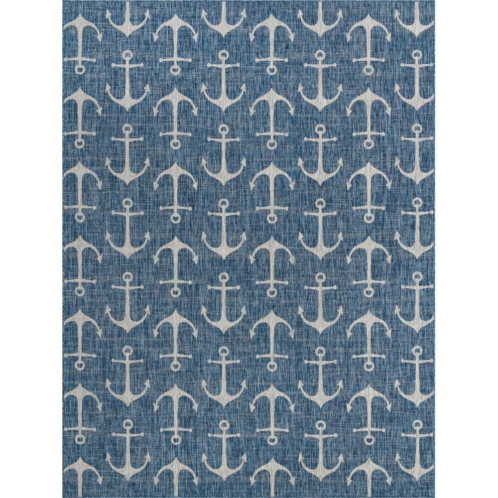 Rug Unique Loom Outdoor Coastal Blue Rectangular 10' 0 x 13' 0