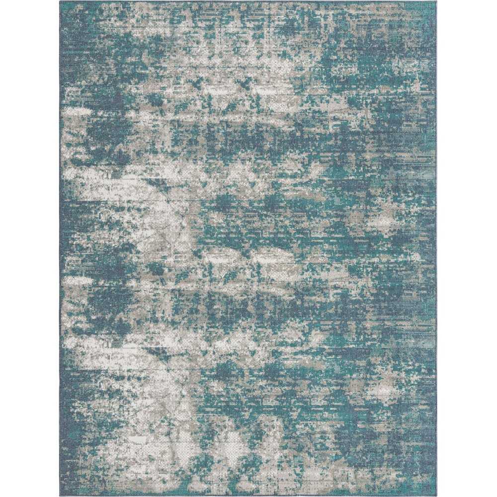 Rug Unique Loom Outdoor Coastal Blue Rectangular 9' 0 x 12' 0