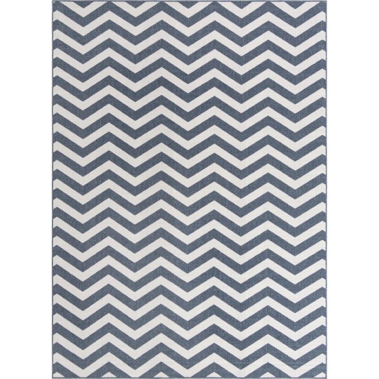 Rug Unique Loom Outdoor Coastal Navy Blue Rectangular 9' 0 x 12' 0