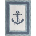 Rug Unique Loom Outdoor Coastal Navy Blue Rectangular 9' 0 x 12' 0