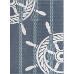 Rug Unique Loom Outdoor Coastal Navy Blue Rectangular 9' 0 x 12' 0