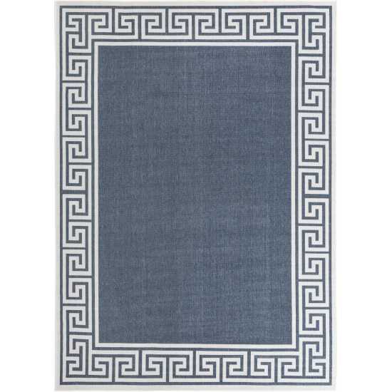 Rug Unique Loom Outdoor Coastal Navy Blue Rectangular 9' 0 x 12' 0