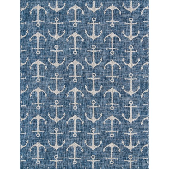 Rug Unique Loom Outdoor Coastal Blue Rectangular 9' 0 x 12' 0