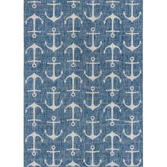 Rug Unique Loom Outdoor Coastal Blue Rectangular 7' 10 x 11' 0