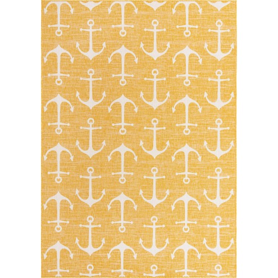 Rug Unique Loom Outdoor Coastal Yellow Rectangular 7' 10 x 11' 0