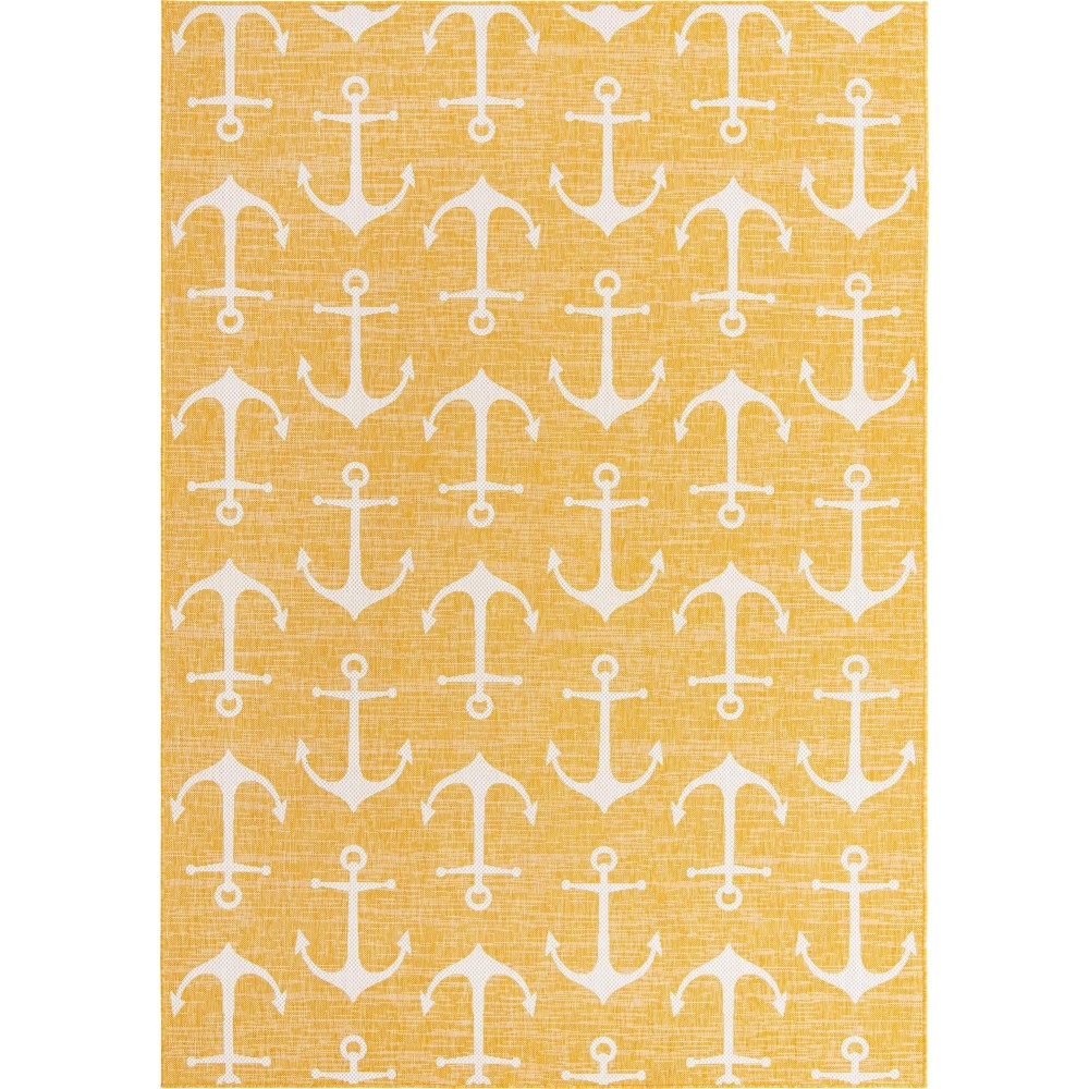 Rug Unique Loom Outdoor Coastal Yellow Rectangular 7' 10 x 11' 0