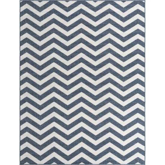 Rug Unique Loom Outdoor Coastal Navy Blue Rectangular 7' 10 x 10' 0