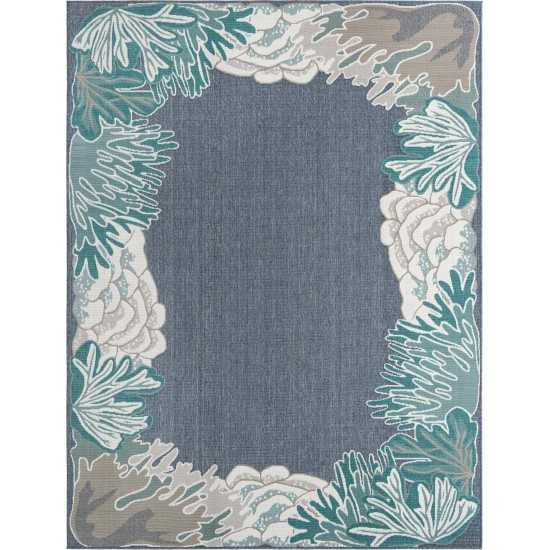 Rug Unique Loom Outdoor Coastal Navy Blue Rectangular 7' 10 x 10' 0