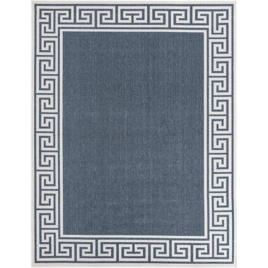 Rug Unique Loom Outdoor Coastal Navy Blue Rectangular 7' 10 x 10' 0