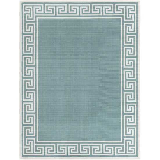 Rug Unique Loom Outdoor Coastal Aqua Rectangular 7' 10 x 10' 0