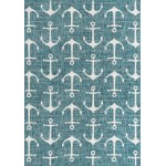 Rug Unique Loom Outdoor Coastal Teal Rectangular 7' 0 x 10' 0