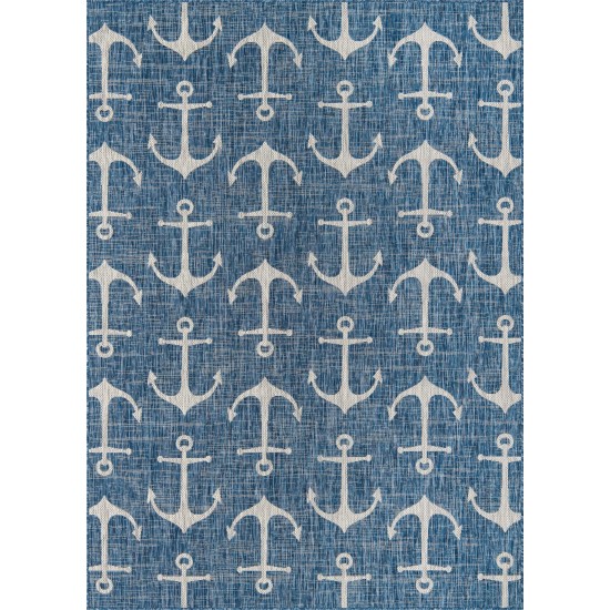 Rug Unique Loom Outdoor Coastal Blue Rectangular 7' 0 x 10' 0