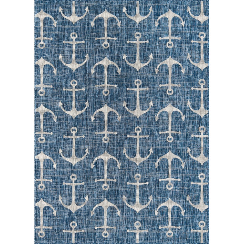 Rug Unique Loom Outdoor Coastal Blue Rectangular 7' 0 x 10' 0