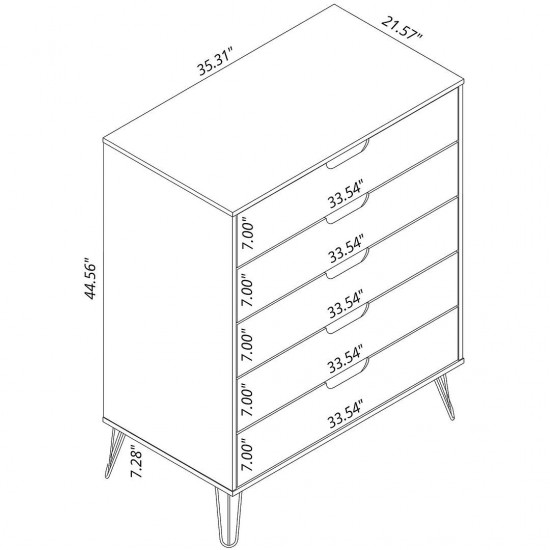 3 Piece Bedroom Set Tall 5-Drawer Dresser, Standard 3- Drawer Dresser and 2-Drawer Nightstand in Off White and Nature