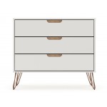 3 Piece Bedroom Set Tall 5-Drawer Dresser, Standard 3- Drawer Dresser and 2-Drawer Nightstand in Off White and Nature
