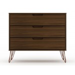 Rockefeller 3 Piece Bedroom Set Tall 5-Drawer Dresser, Standard 3- Drawer Dresser and 2-Drawer Nightstand in Brown