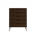 Rockefeller 3 Piece Bedroom Set Tall 5-Drawer Dresser, Standard 3- Drawer Dresser and 2-Drawer Nightstand in Brown