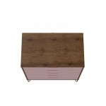 3 Piece Bedroom Set Tall 5-Drawer Dresser, Standard 3- Drawer Dresser and 2-Drawer Nightstand in Nature and Rose Pink