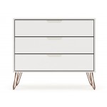 3 Piece Bedroom Set Tall Wide 10-Drawer Dresser, Standard 3- Drawer Dresser and 2-Drawer Nightstand in Off White and Nature